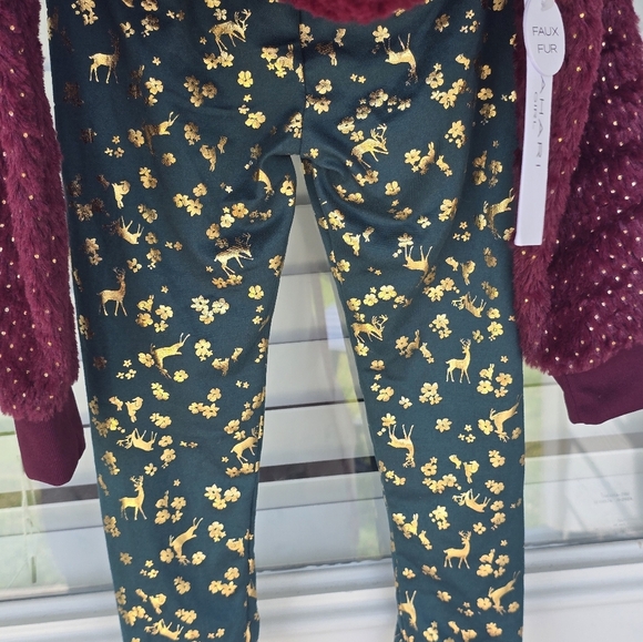 Tahari 2 Piece Set Outfit Sweater & Pants Girls 4T Green Red New - Picture 10 of 15